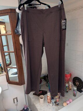 Woman Within Brown Pull On Stretch Pants Petite 24W NWT
